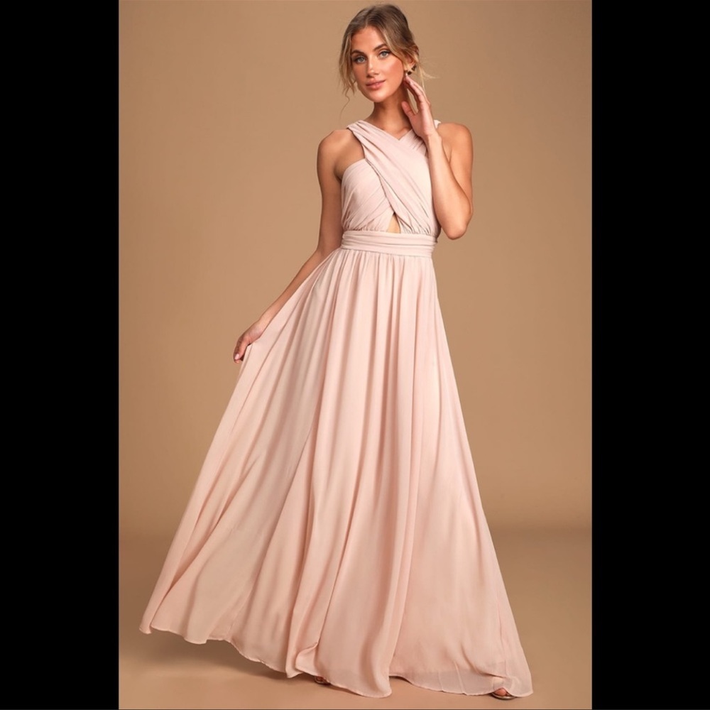 Divine Inspiration Blush Halter Maxi Dress